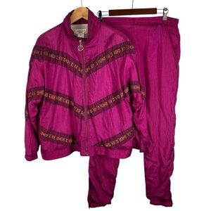 90s Nylon Tracksuit Windsuit Jacket Women's XS Grandmacore Baggy Adolfo Sport